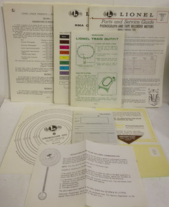 Lot of Lionel 1962 Parts & Service Guide Papers for Phonograph & Tape Recorder