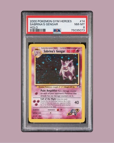 Big SWIRL! Sabrina's Gengar 14/132 Gym Heroes Holo PSA 8