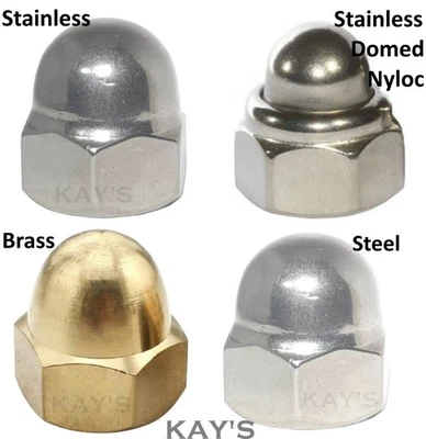 KAYFAST DOME NUTS A2 STAINLESS STEEL BRASS STEEL ACORN NUT M3 M4 M5 M6 M8 M10 M12 M16