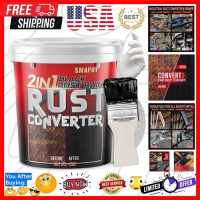 2 in 1 Rust Converter & Metal Primer, 35 oz Black Rust Reformer Paint for Met...