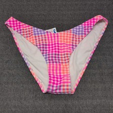 Xhilaration Bikini Bottom XL Gingham Check HighCut Muticolor Swim Pool Beach NEW