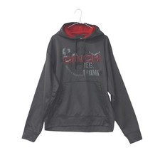 Cinch Gray Red Logo Hoodie Sweatshirt Pullover Mens Size Medium
