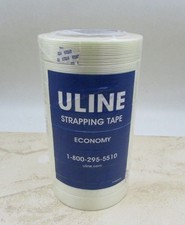 9 Pack Uline Economy Strapping Tape - 1" x 60 yds Fiberglass Reinforced Filament