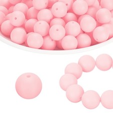 100 Pcs Silicone Beads Bulk, Light Pink 15mm Silicone Round Focal Loose Beads
