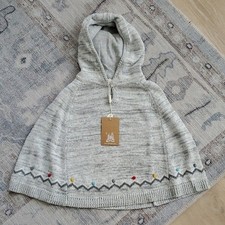 NWT Angel Dear Girls Hooded Sweater Knit Cape Poncho Sz4T