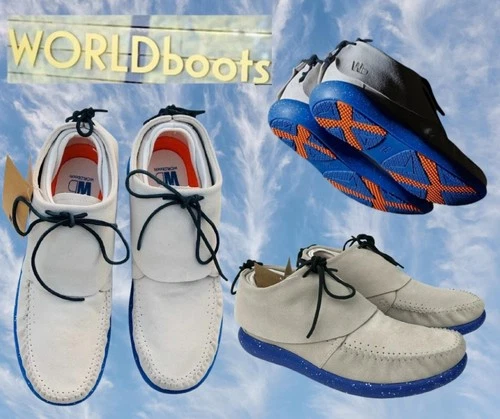 Worldboots Original Size MEN 8 Taupe Royal BLUE Hemera Skirt /Sneakers retro NWT - Picture 1 of 24