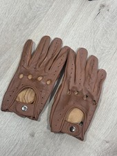 Men  s Driving Leather Gloves   Camel Brown, Handmade Deerskin size M