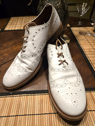 Paul Smith White Suede Perforated Wingtip Oxford Shoes, 9.5D U.S., Excellent