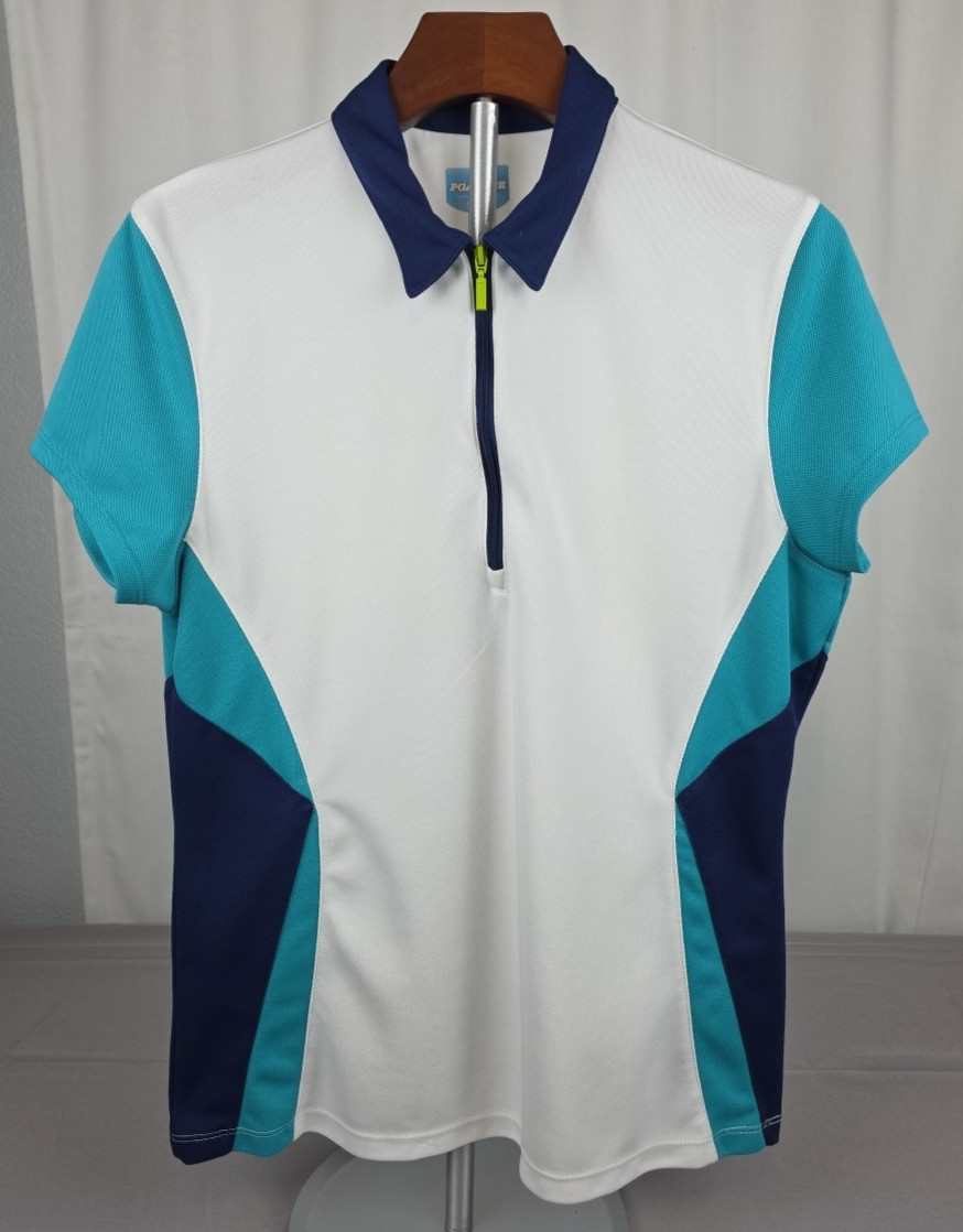 PGA Tour Womens S/S 1/4 Zip Golf Polo Sz Large Pickleball Tennis Athleisure