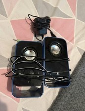 Black & Blue Logitech PC Speakers - Excellent Condition with Cables Fully Works