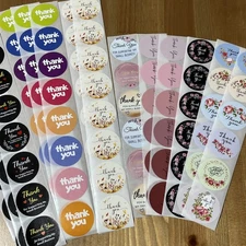 100pcs Cute Thank You Stickers  1” Small Business for Decorate Envelopes Sealing