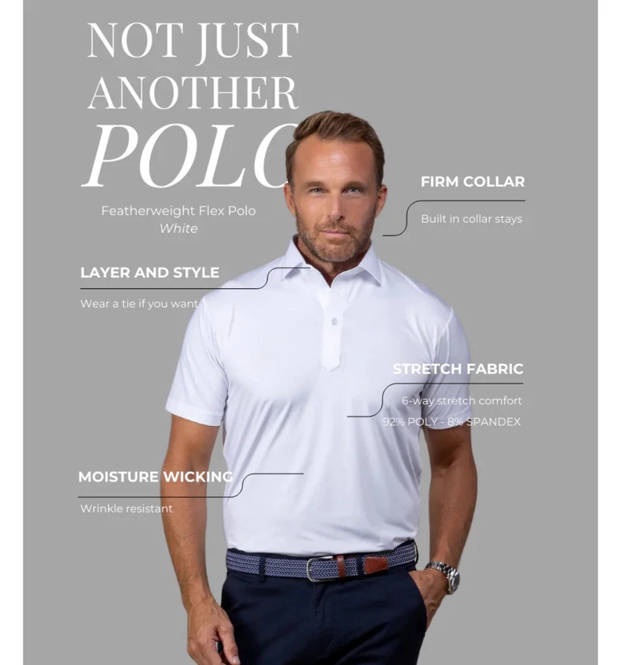 Collars & Co Featherweight Flex Polo Men’s Sz M - Image 3 of 4