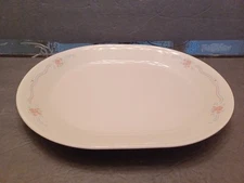 Corelle English Breakfast Oval Serving Platter 12"x10" Pink & Blue Floral​ USED 