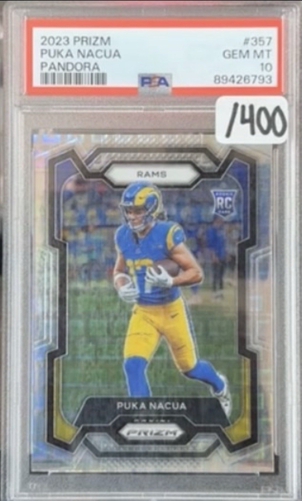 2023 Panini Prizm Puka Nacua #357 Pandora Prizm Rookie RC /400 PSA 10