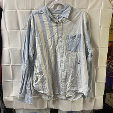 Old Navy Men's XXL Light Blue Striped Regular Fit Built-In Flex Button-Up Shirt