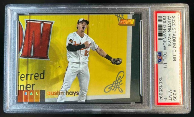 2020 Stadium Club Austin Hays Gold Rainbow Foil #1/1 Orioles PSA 9