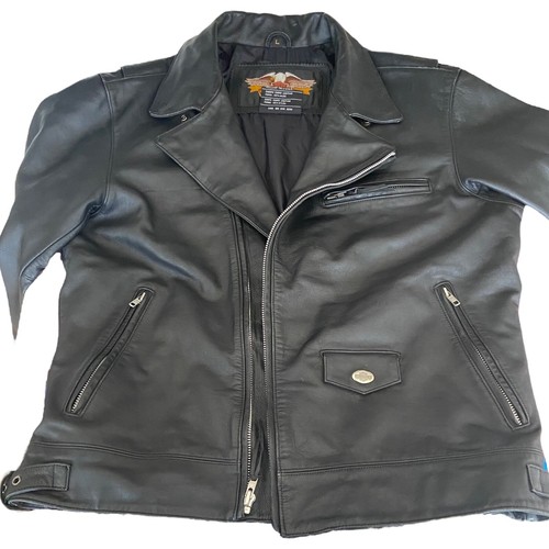 Harley Davidson Leather Biker Jacket Snap Collar Men's L Thick Heavy - Picture 4 of 9