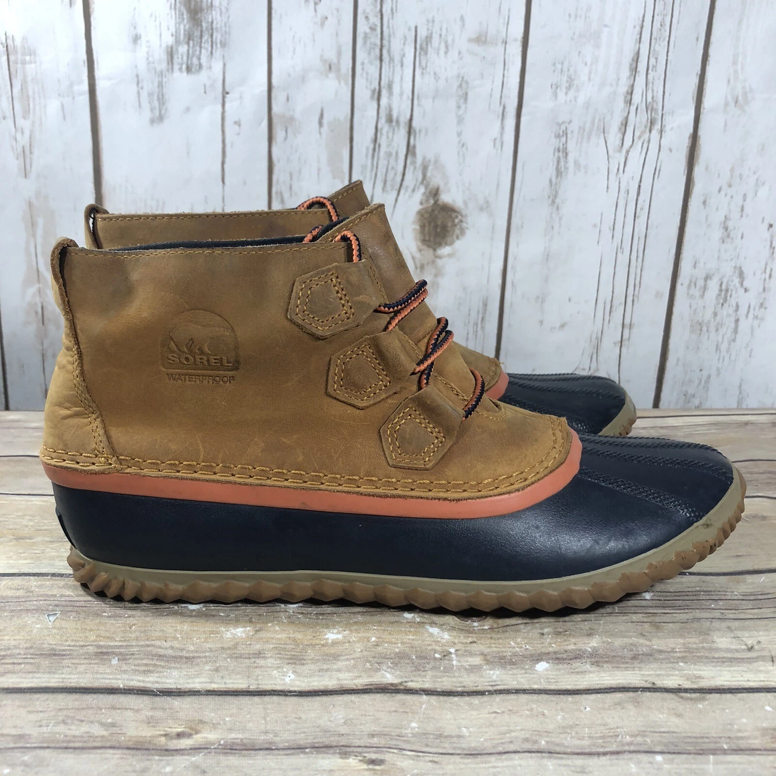 sorel waterproof duck leather ankle laceup boots