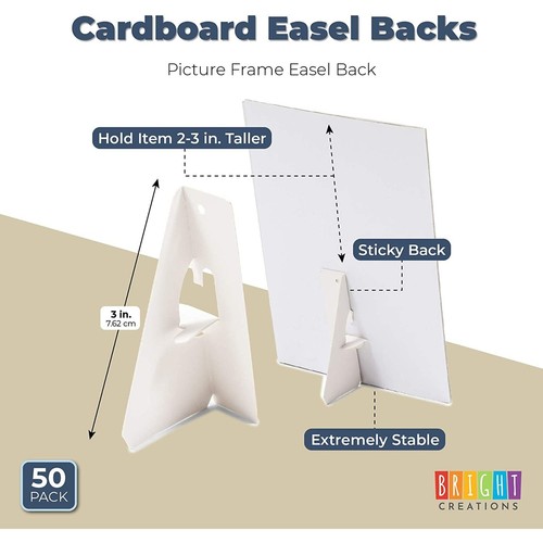 50 Pack Cardboard Easel Display Stand Plate Holders for Photo Dish Art ...
