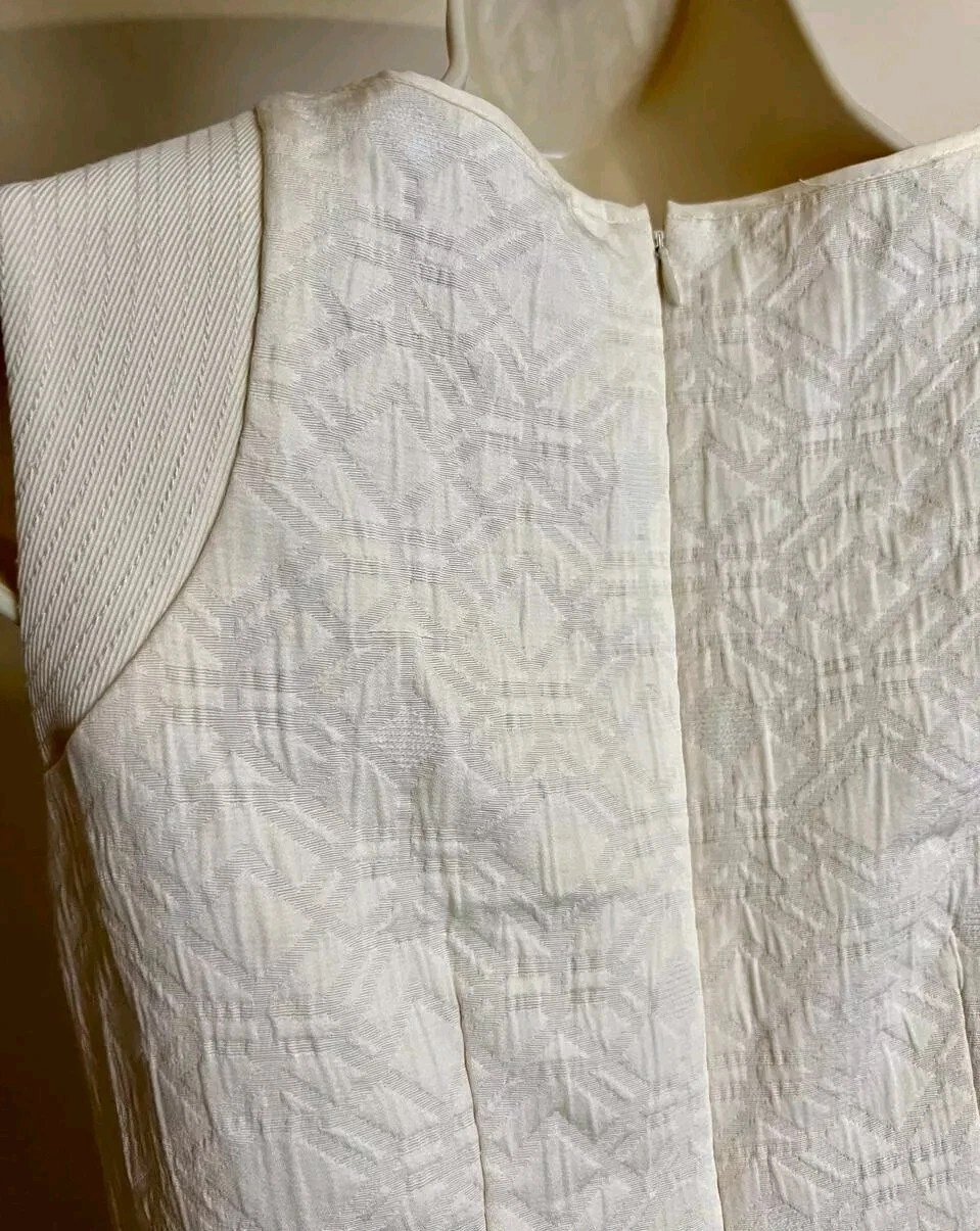 OFF WHITE Nuovo J. Abito Crew Jacquard bianco sporco crema XXS tasca con cerniera