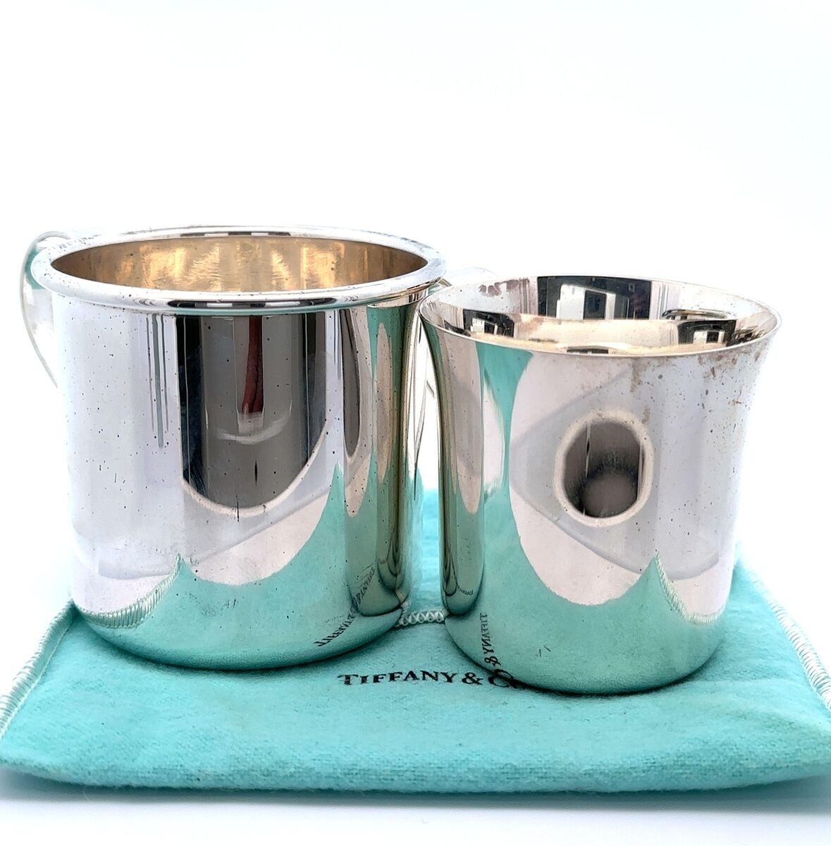 Tiffany & Co. Makers Sterling Silver Pair Of Cups w/ Handles Tiffany & Co. Makers Sterling Silver Pair Of Cups w/ Handles