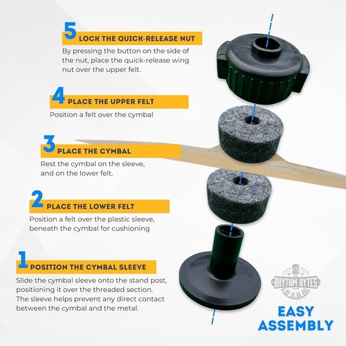 25pcs Cymbal Replacement Accessories | 10 Cymbal Stand Felts | 5 Quick Releas... - Picture 2 of 7