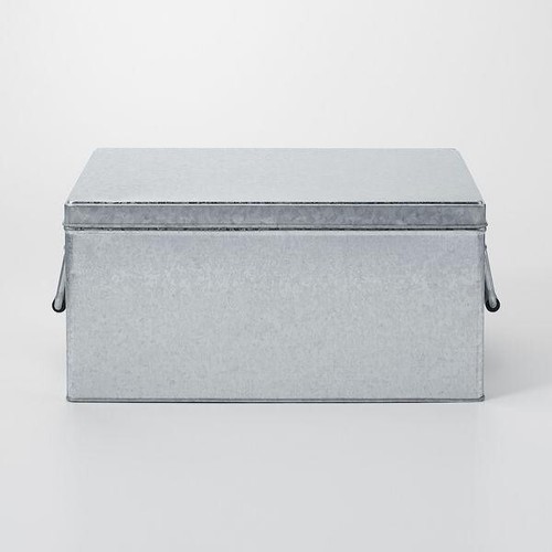 MUJI MoMA Large Galvanized Iron Box 10 in × 15 in × 6 in Silver Storage New - Picture 3 of 7