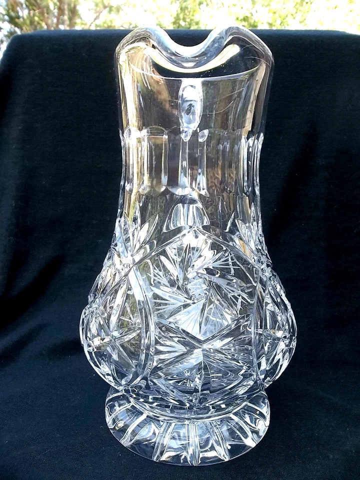 JARRA DE AGUA DE VIDRIO CORTADA ESTILO ÉPOCA BRILLANTE AMERICANA Foto 3 de 4