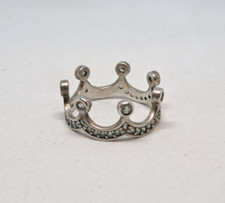 Vintage 925 Sterling Silver Ring Crown Shape with White Stones Gift Beautifu