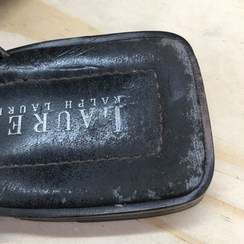 Sandalias planas Lauren Ralph Lauren para mujer 7 B Kiltie sin cordones de cuero marrón Foto 4 de 4