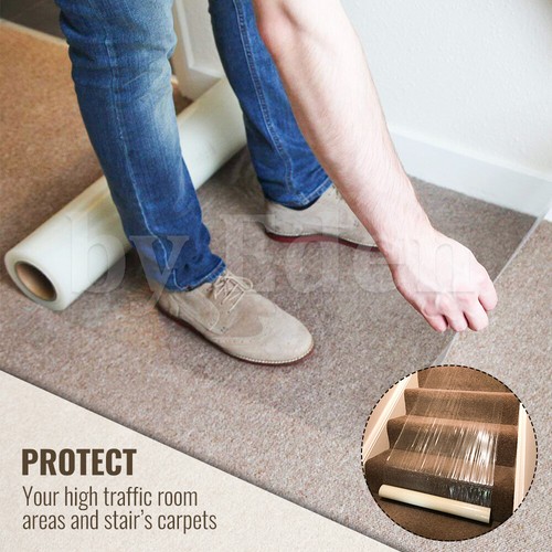 Carpet Protector 90 Micron Clear Dust Cover Protect Sheet Film Self Adhesive 25m - Picture 3 of 6