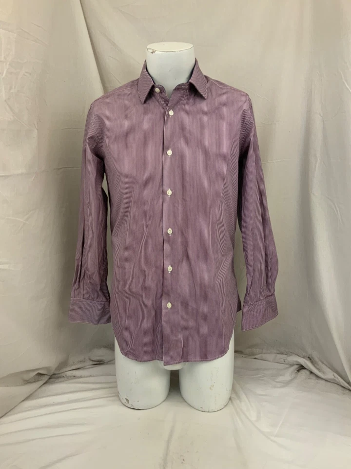 Camisa de Vestir TM Lewin 15.5 33 Rayas Púrpura 100% Algodón Calce Ajustado YGI N2-74 Foto 2 de 4
