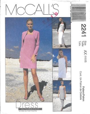 Uncut McCall's Sewing Pattern 2241 Dress in Two Lengths Pants & Shrug Size 4-6-8