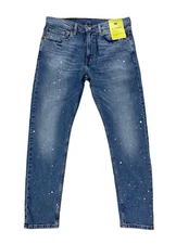 NEW Levi's 512 Slim Taper Eco Performance Paint Splatter Blue Mens Denim Jeans