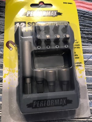  PERFORMAX 12 Piece Screw / Nut Drivers Bit Set w/case High Quality S2 Steel