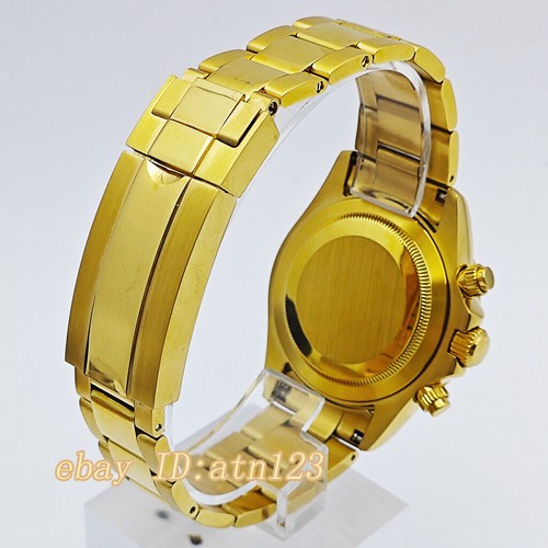 39mm watch case silver/gold rose gold Flat glass Stainless Steel Fit VK63 parts - Picture 6 of 10