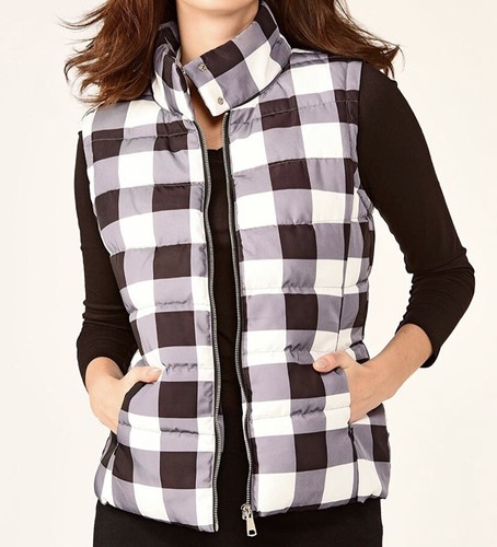 White Buffalo Plaid Puffer Vest Size 