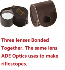 HASTING 10x 21 Magnifier Jeweler Loupe by Ade Optics-3 Lens Bonded Together