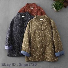 Chinese Floral Cotton Blend Jacket Women Short Coat Tang Style Quilted Tops