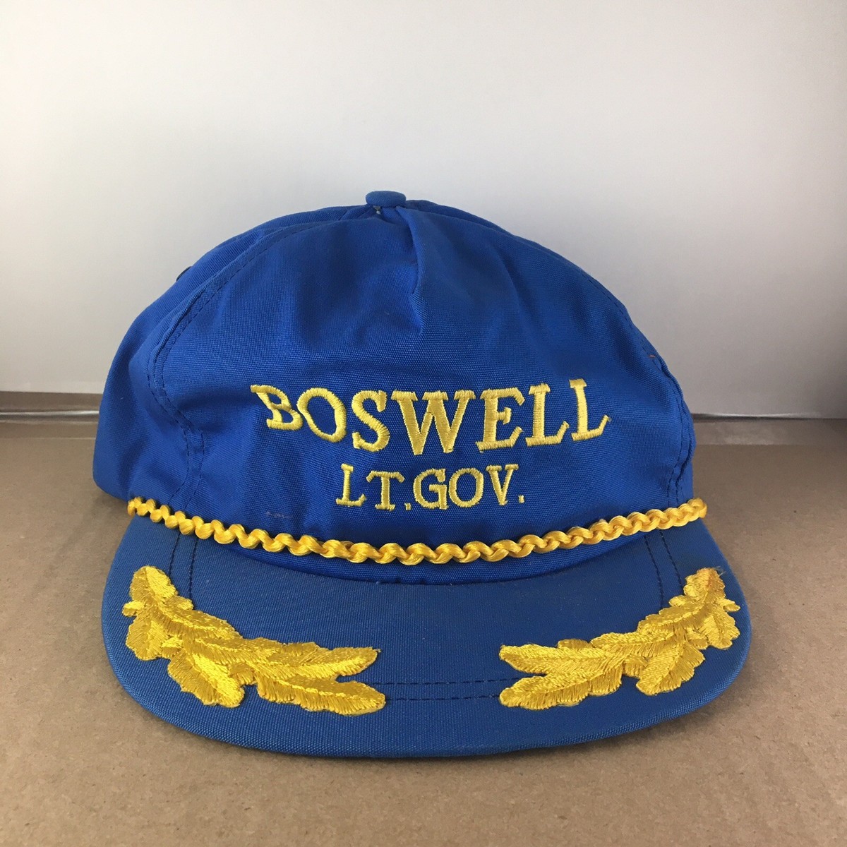Boswell Governor Snapback Vtg Hat Cap Scrambled Eggs Blue USA  Politician Dem