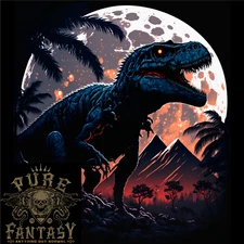 A T-Rex in Front of the Moon Dinosaurs Mens Light Cotton T-Shirt