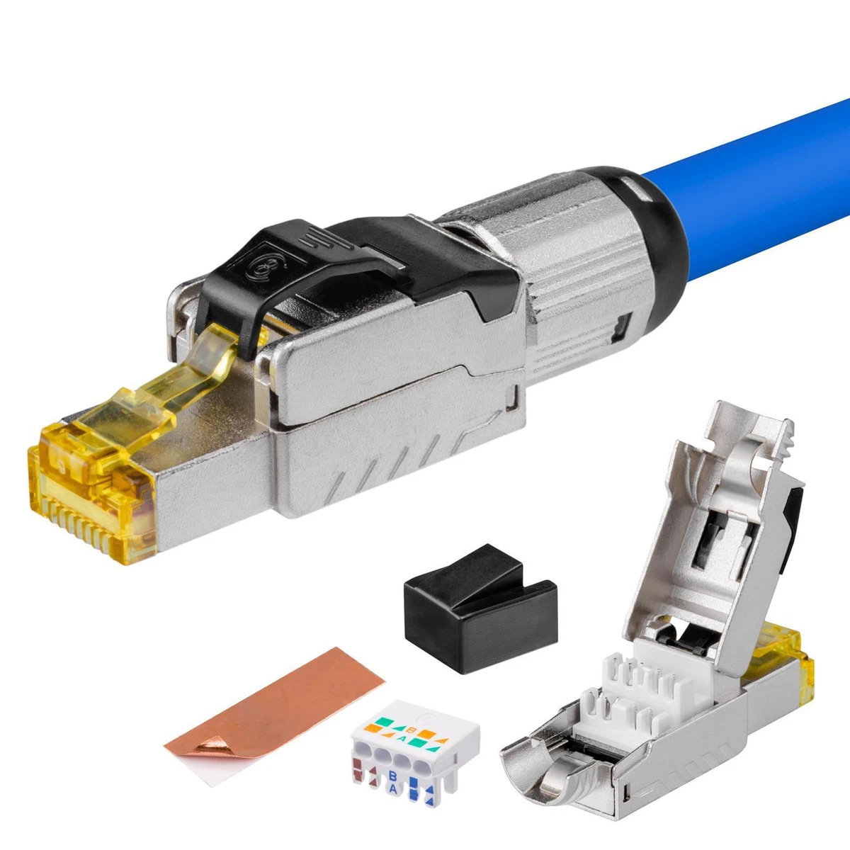 Cat8 Netzwerkstecker Verlegekabel RJ45 werkzeuglos AWG22 Stecker 