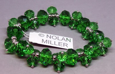 Nolan Miller Urban Glam Stretch Bracelet. Green Glass Crystal. Average