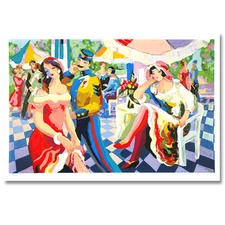  " Cafe " Serigraph  on paper  by Michael Kerman . 