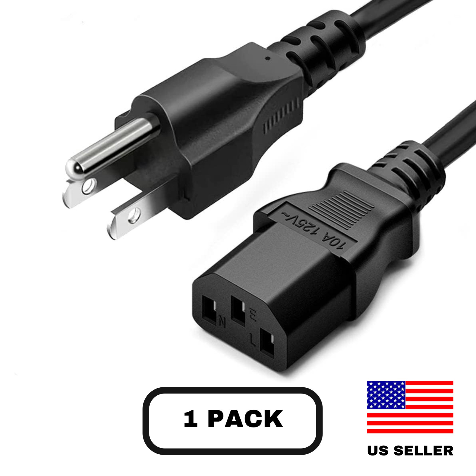 Lot 1-100 AC 3 Prong Universal Power Cord Short 3FT Cable Fo