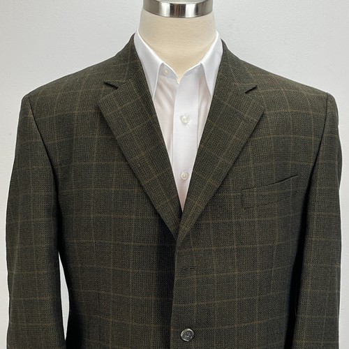 Jack Victor Wool Sport Coat Mens 46R Brown Check Blazer Suit Jacket 3 Button - Picture 4 of 17