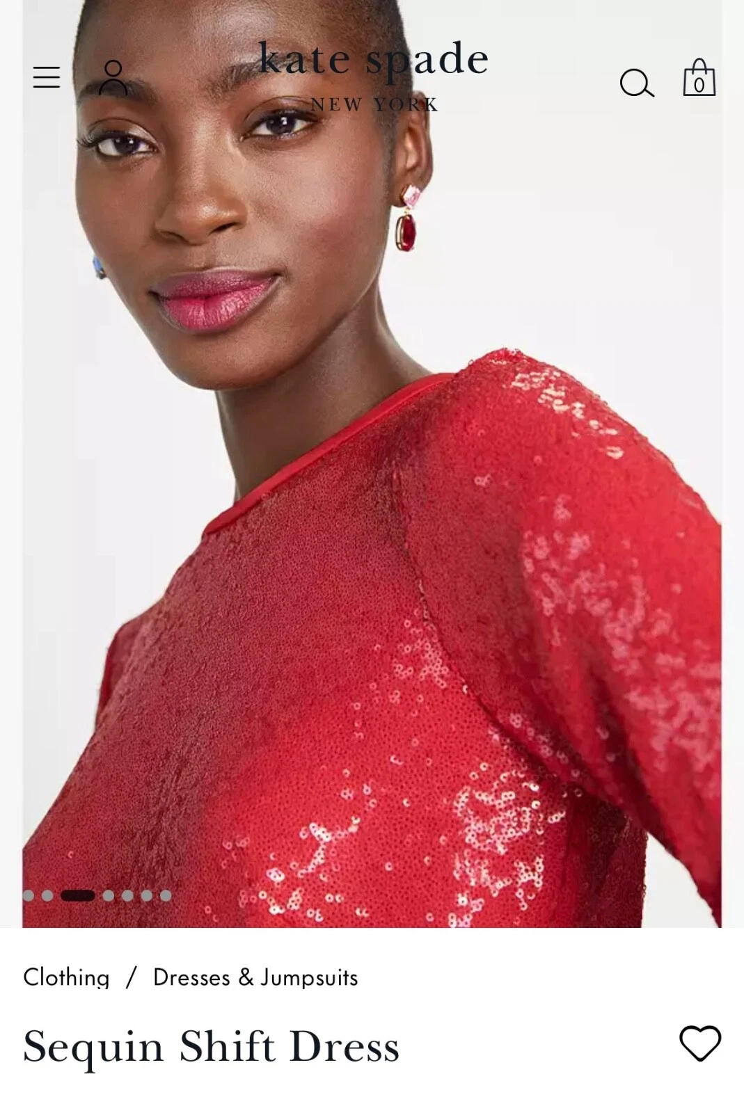 Abito rosso con paillettes Kate Spade Tg. 8 Us intime ottimeioni c ndossato Ind unata