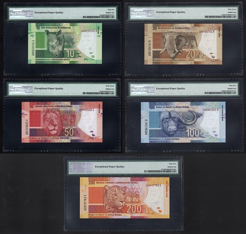 2012 South Africa, 10 20 50 100 200 Rand Set, Nelson Mandela, PMG 65-67 UNC - Picture 2 of 22