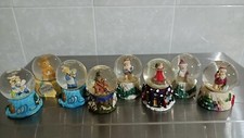 8 Sfere Vetro Neve Boule De Neige Snow Ball Natale Orsi Strega Vintage 7cm Palla