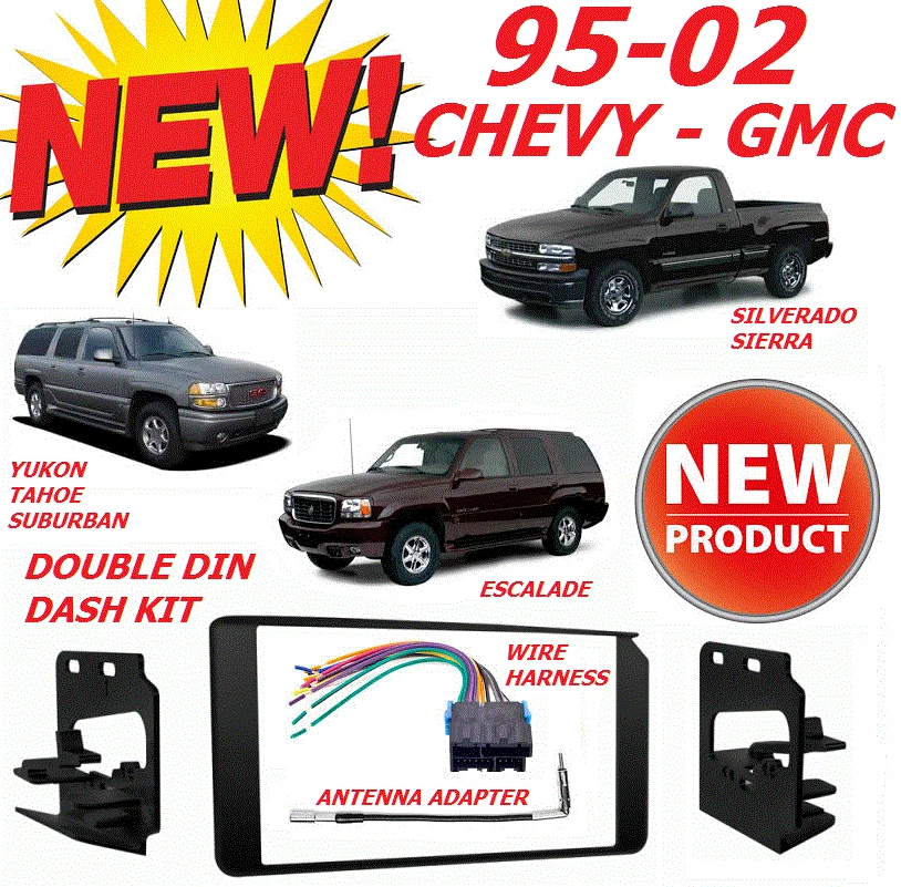 1995 2002 GM FULL SIZE TRUCK SUV DOUBLE DIN CAR STEREO INSTALLATION DASH KIT